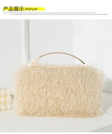 Faux Fur Clutch with Gold Handle