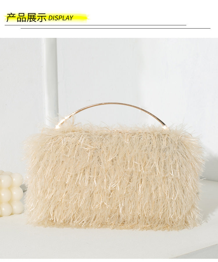 Faux Fur Clutch with Gold Handle