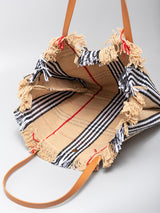 Large Woven Striped Tote Bag