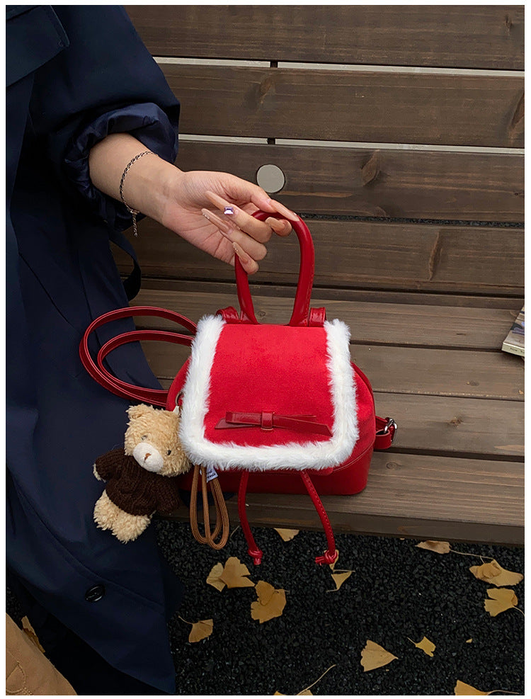 Faux Fur Trim Mini Handbag