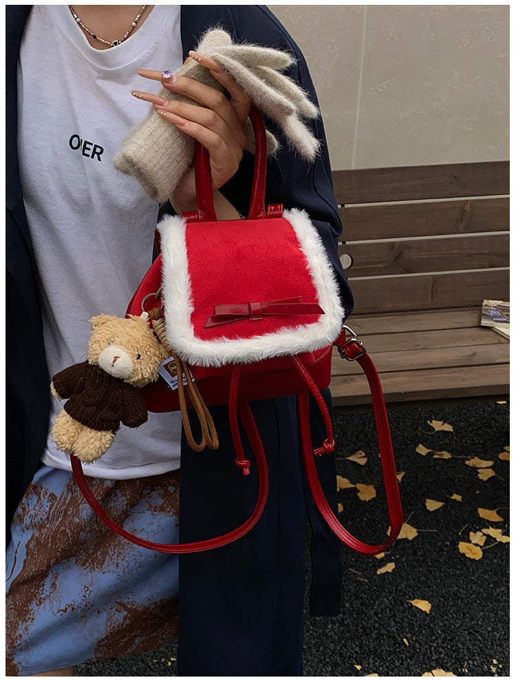 Faux Fur Trim Mini Handbag