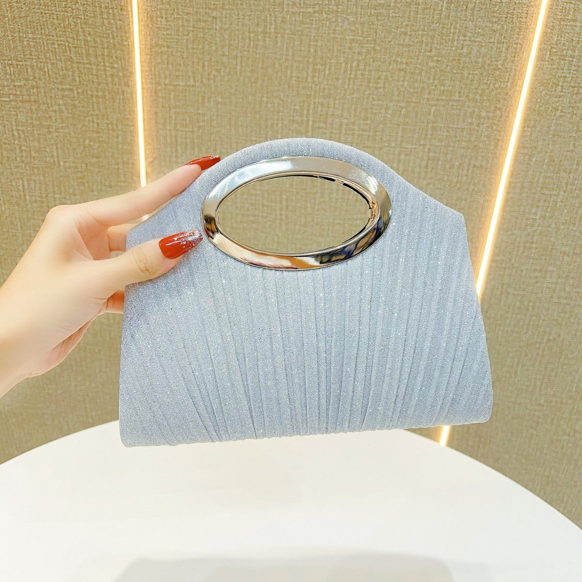 Clutch Bag with Metallic Handle