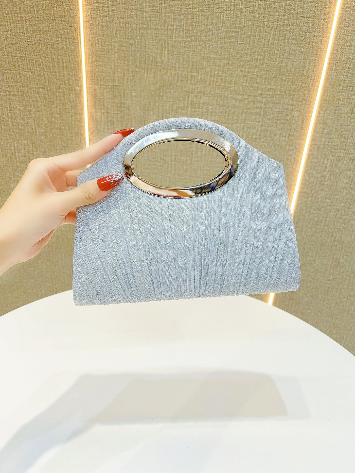 Clutch Bag with Metallic Handle