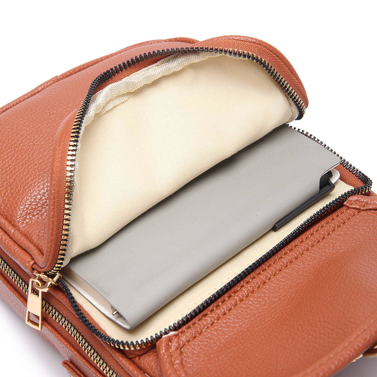 Stylish Brown Faux Leather Crossbody Bag