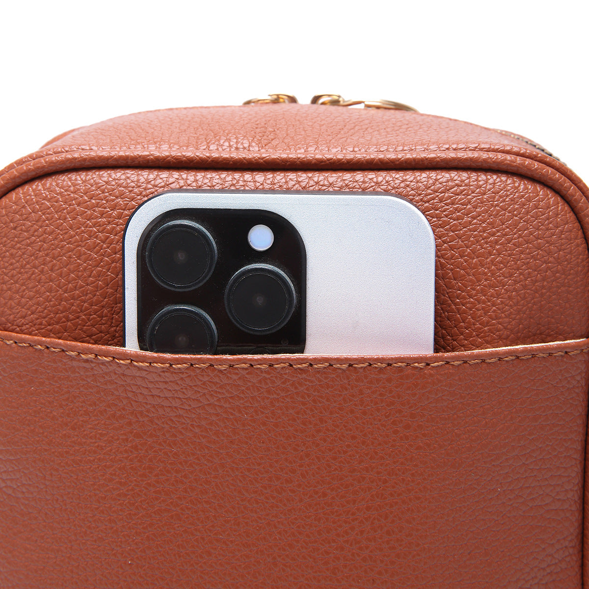 Stylish Brown Faux Leather Crossbody Bag