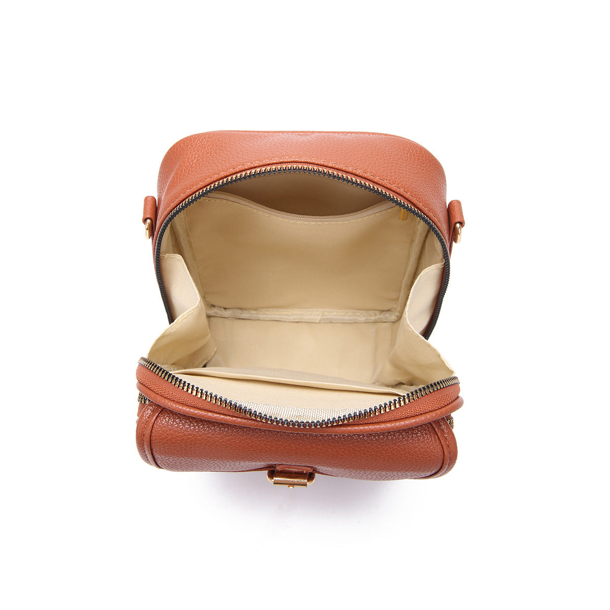 Stylish Brown Faux Leather Crossbody Bag