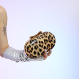Leopard Print Faux Fur Oval Handbag