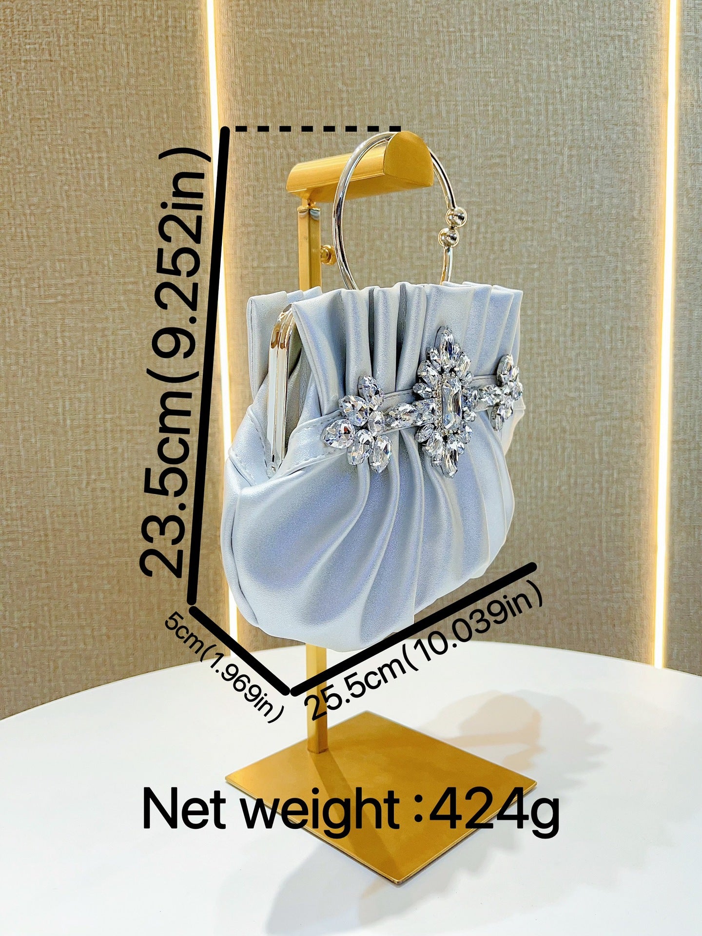 Clutch with Rhinestone Embellishments