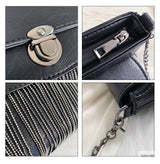 Faux Leather Chain-Accent Crossbody Bag