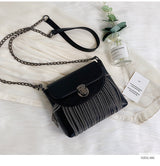 Faux Leather Chain-Accent Crossbody Bag