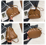 Woven Faux Leather Shoulder Bag
