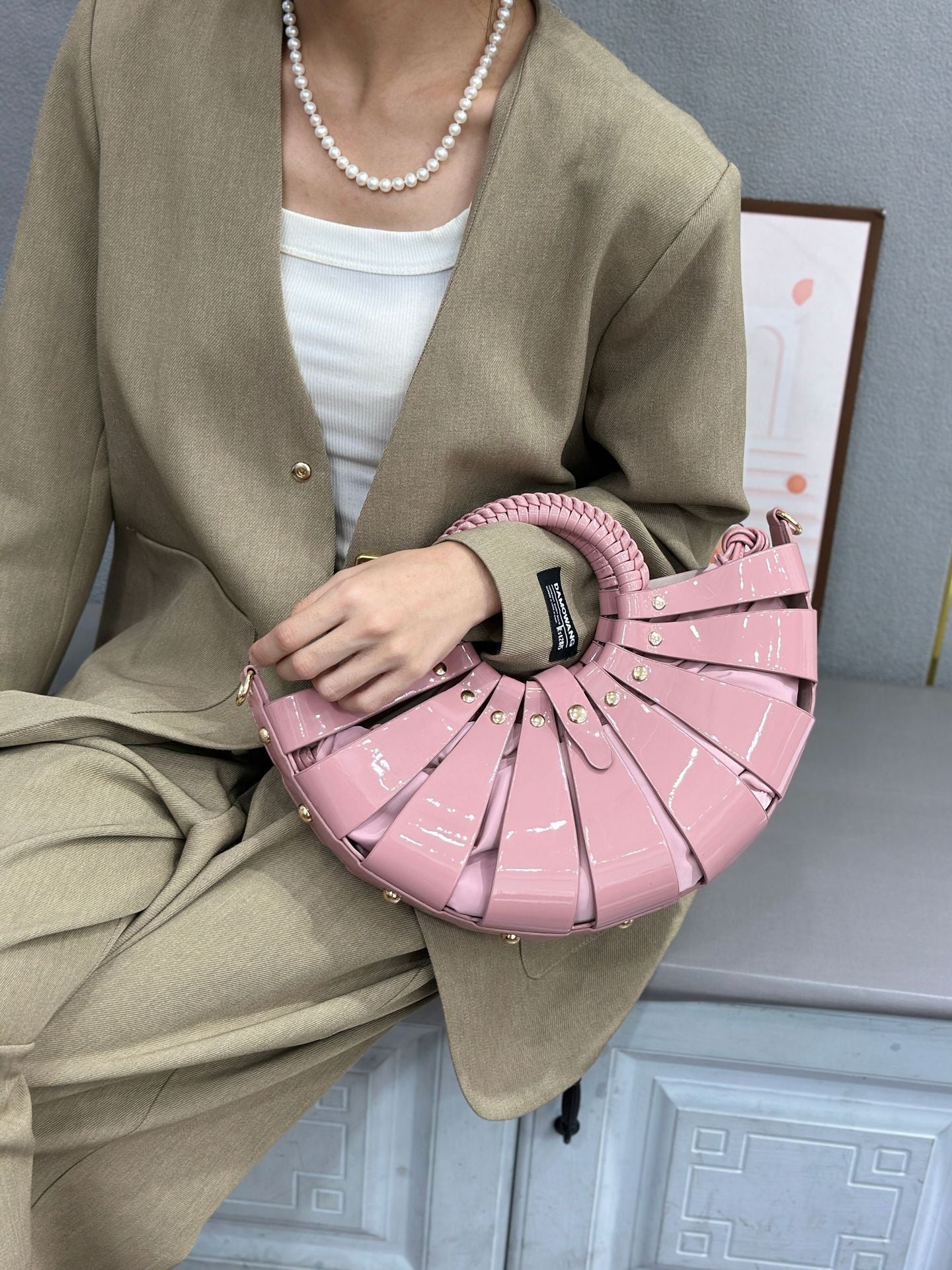 Pleated Stylish Faux Leather Handbag