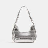 Shiny Croc-Pattern Shoulder Bag