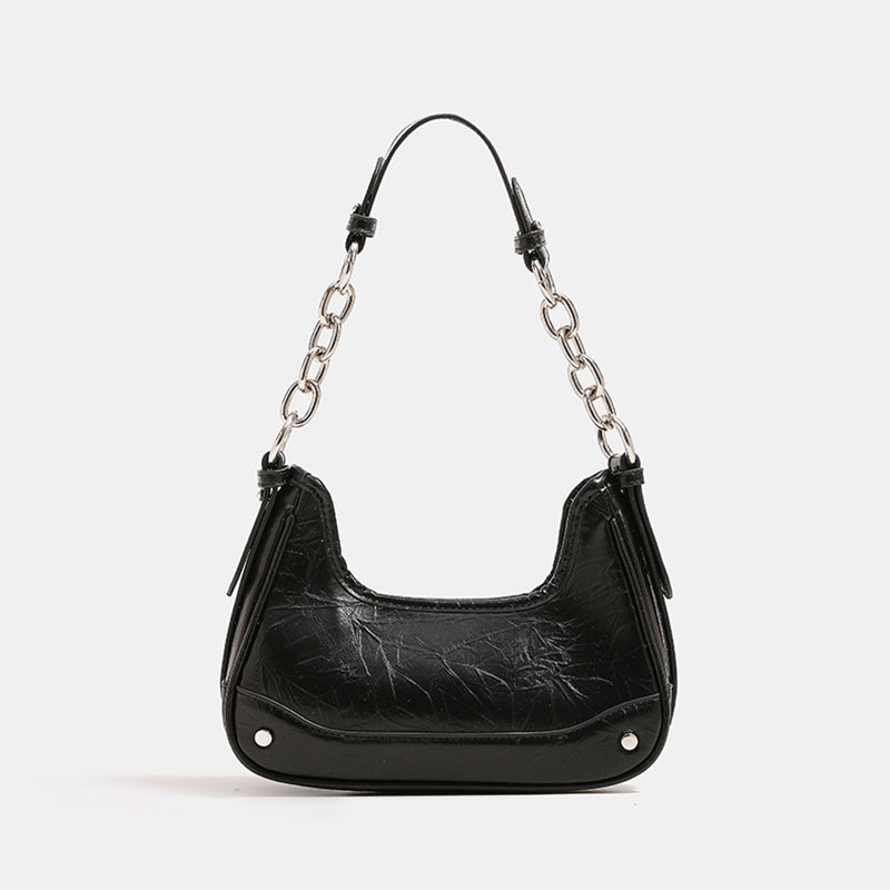 Shiny Croc-Pattern Shoulder Bag