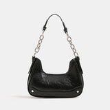 Shiny Croc-Pattern Shoulder Bag