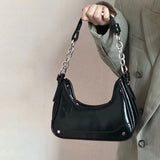Shiny Croc-Pattern Shoulder Bag