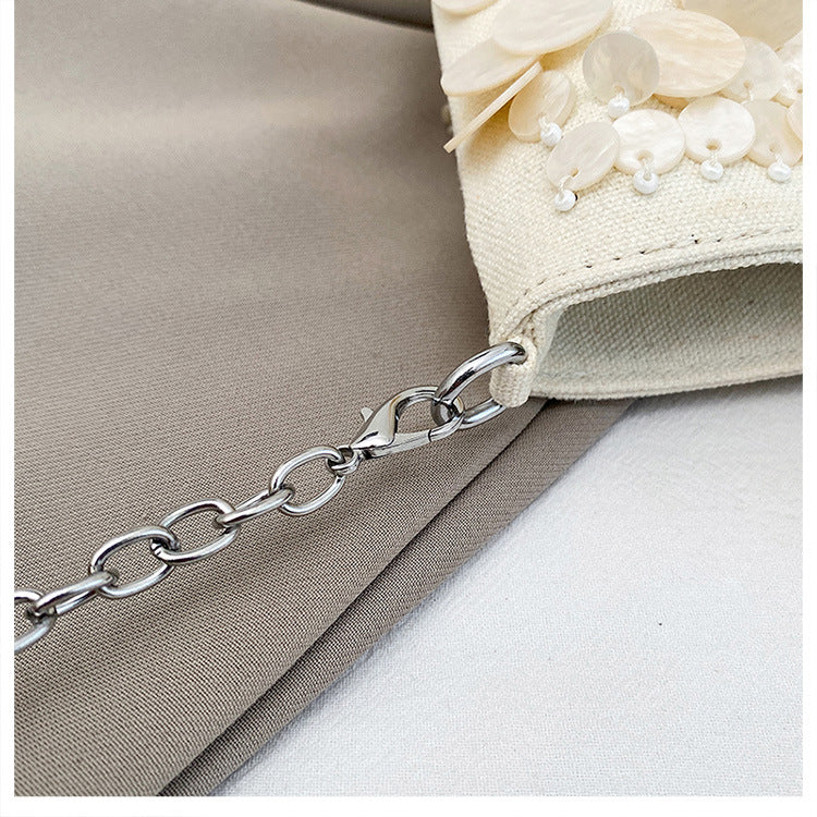 Elegant Beige Embellished Handbag