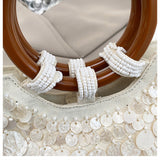 Elegant Beige Embellished Handbag