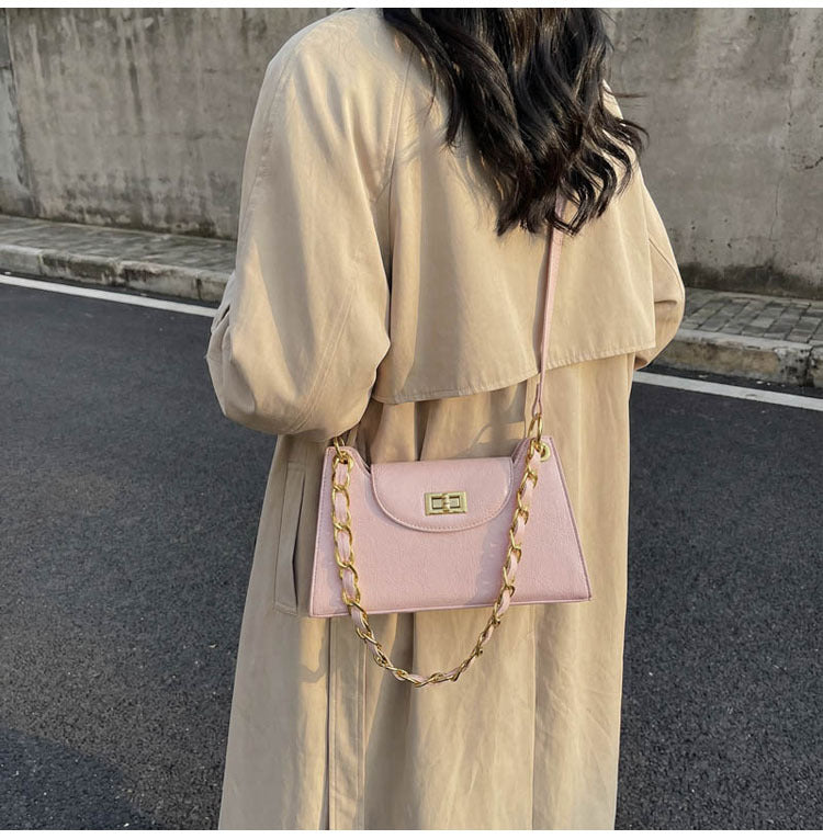 Elegant Faux Leather Handbag with Chain Strap
