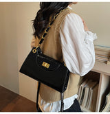 Elegant Faux Leather Handbag with Chain Strap