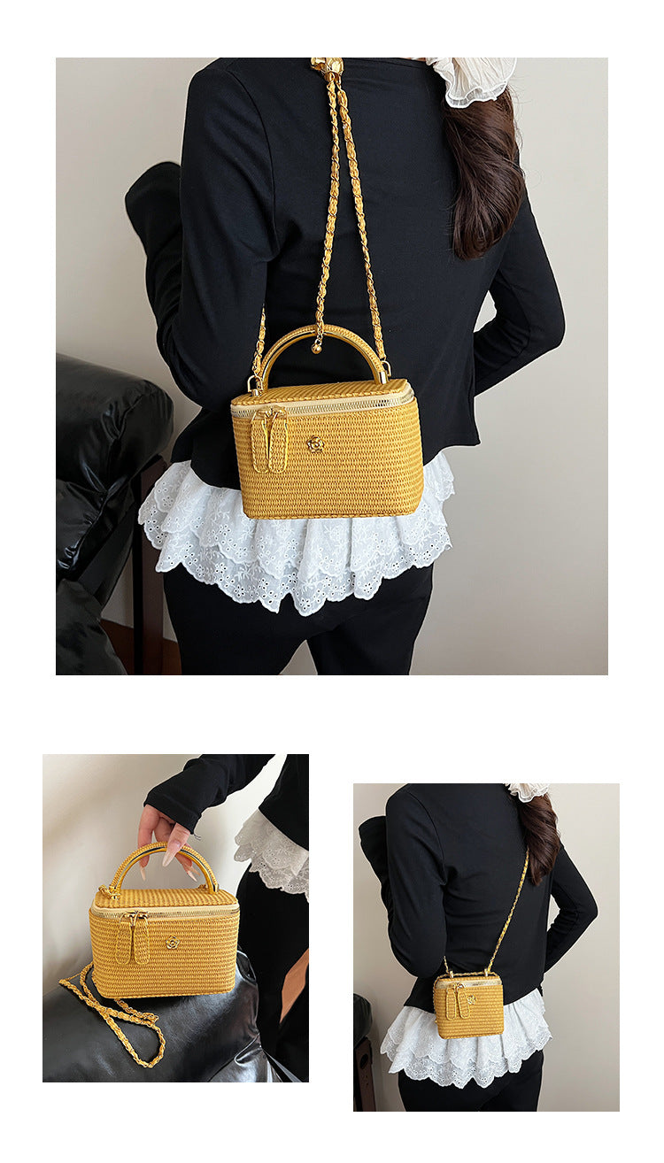 Woven Handbag with Chain Strap