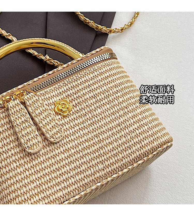 Woven Handbag with Chain Strap