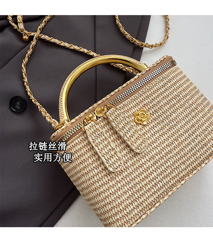 Woven Handbag with Chain Strap