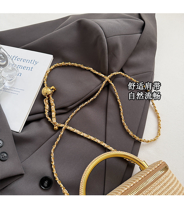Woven Handbag with Chain Strap