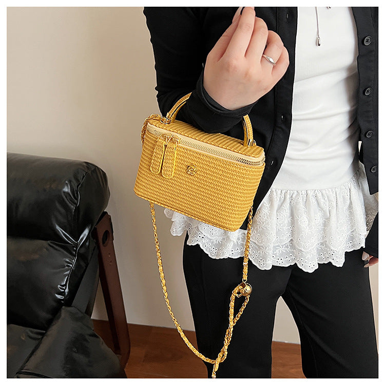 Woven Handbag with Chain Strap