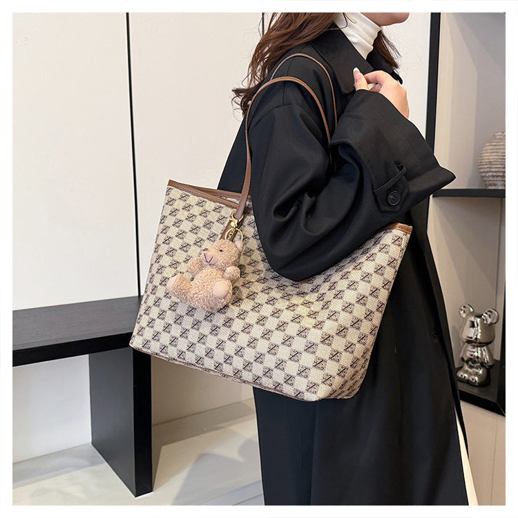 Monogram Tote Bag with Plush Teddy