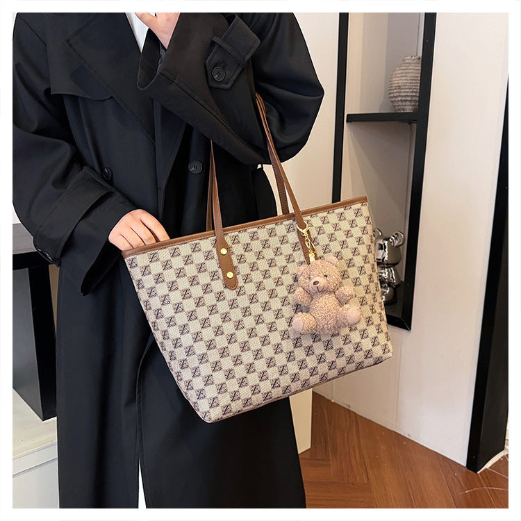 Monogram Tote Bag with Plush Teddy