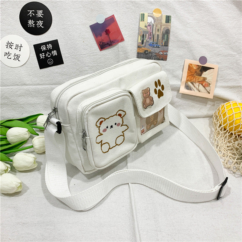 Cute Bear-Themed White Bag