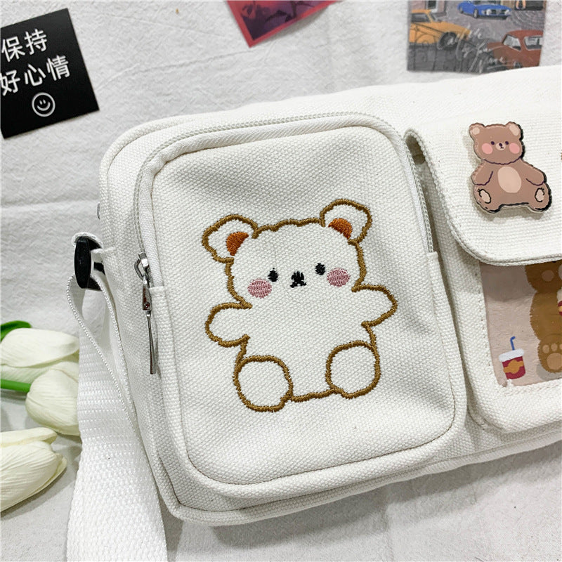 Cute Bear-Themed White Bag