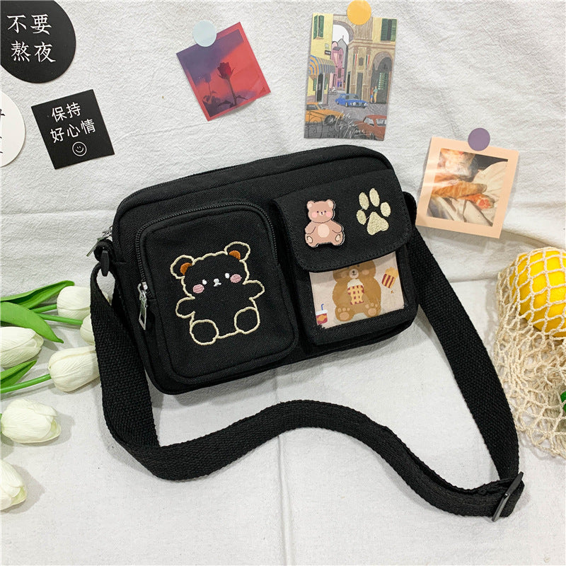 Cute Bear-Themed White Bag