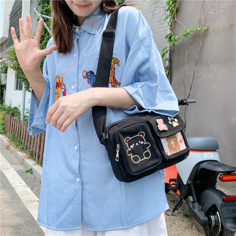 Cute Bear-Themed White Bag