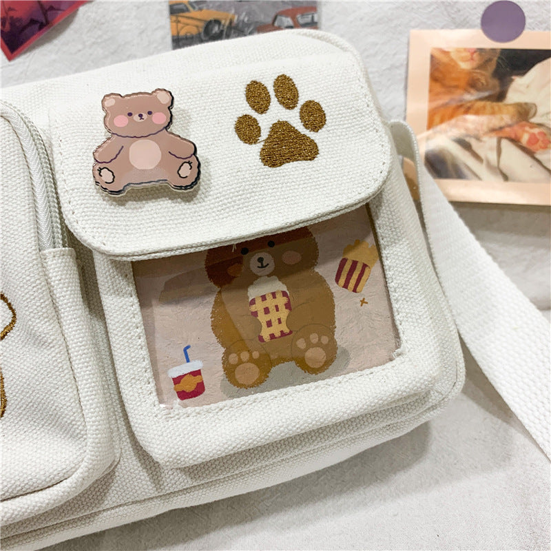 Cute Bear-Themed White Bag