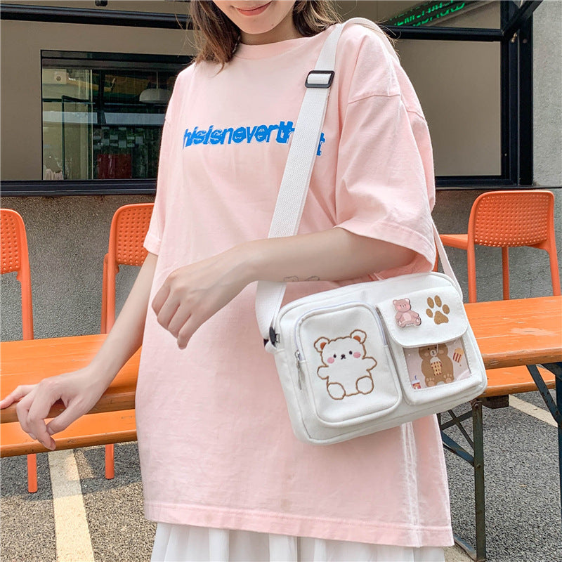 Cute Bear-Themed White Bag
