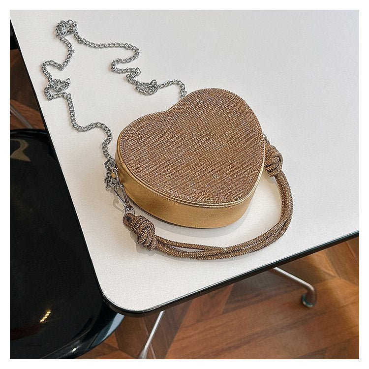 Heart-Shaped Rhinestone Embellished Bag