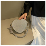Heart-Shaped Rhinestone Embellished Bag