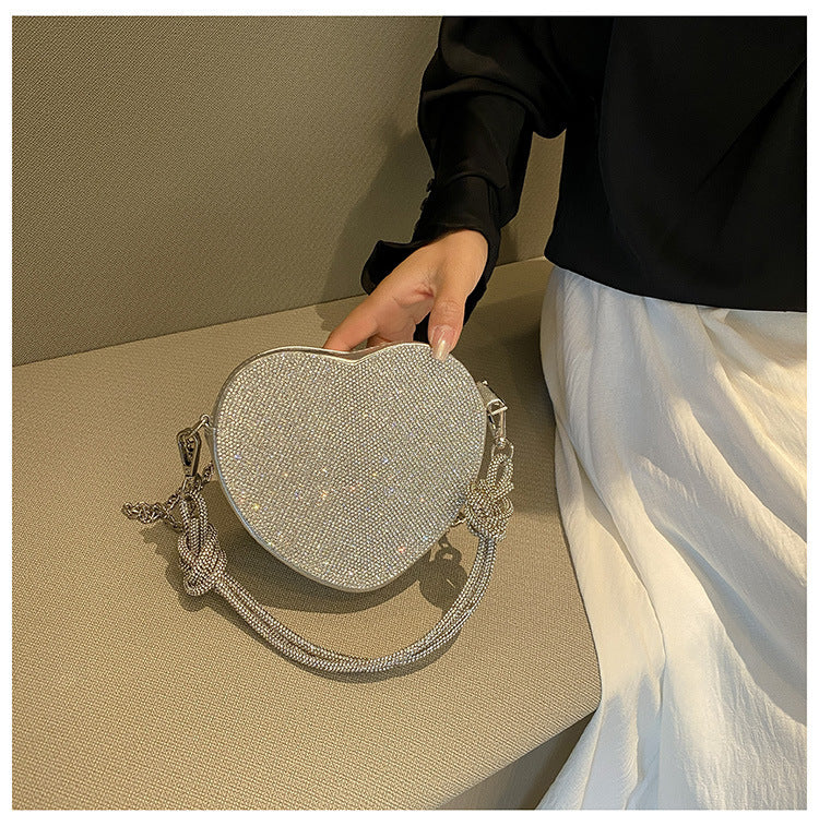 Heart-Shaped Rhinestone Embellished Bag