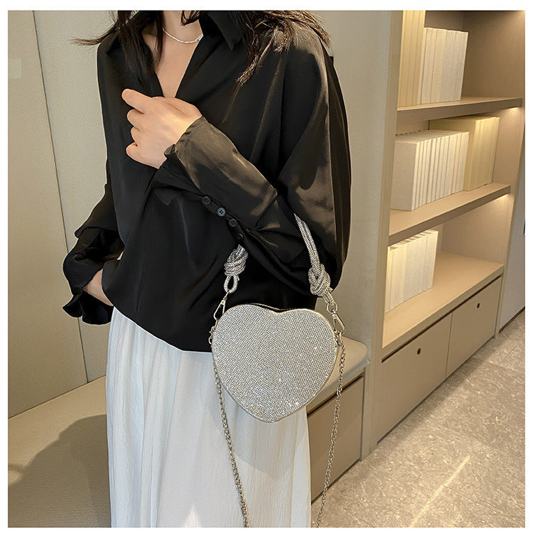Heart-Shaped Rhinestone Embellished Bag