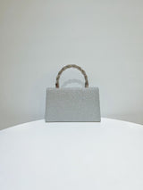 Silver Textured Handbag with Braided Handle