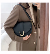 White Saddle Crossbody Bag with Gold Buckle