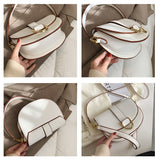 White Saddle Crossbody Bag with Gold Buckle