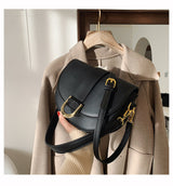 White Saddle Crossbody Bag with Gold Buckle