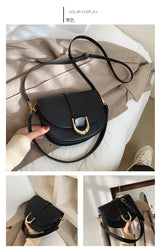 White Saddle Crossbody Bag with Gold Buckle