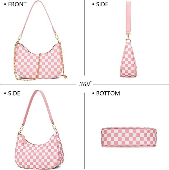 Black White Checkered Shoulder Handbag