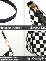 Black White Checkered Shoulder Handbag