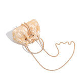 Sequin Ring Handle Mini Bucket Evening Bag