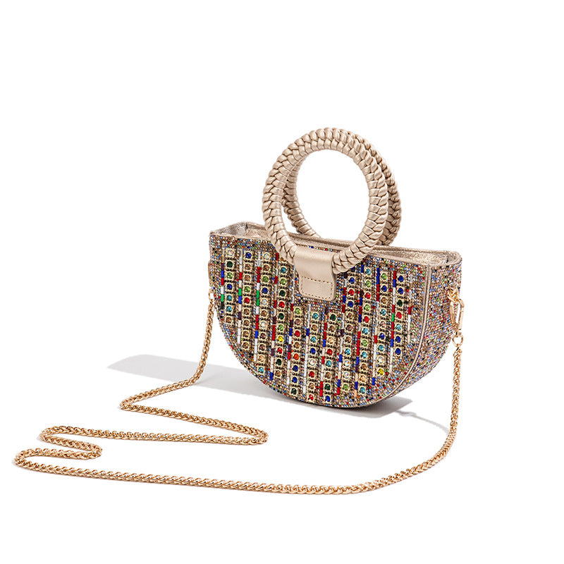 Rhinestone Top Handle Crossbody Bag Glam Chic